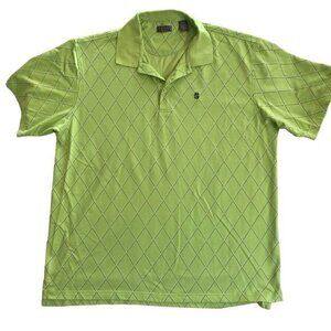 IZOD Gulf Mens Polo Shirt Pima Cotton Bright Green Collar Short Sleeves Size XL